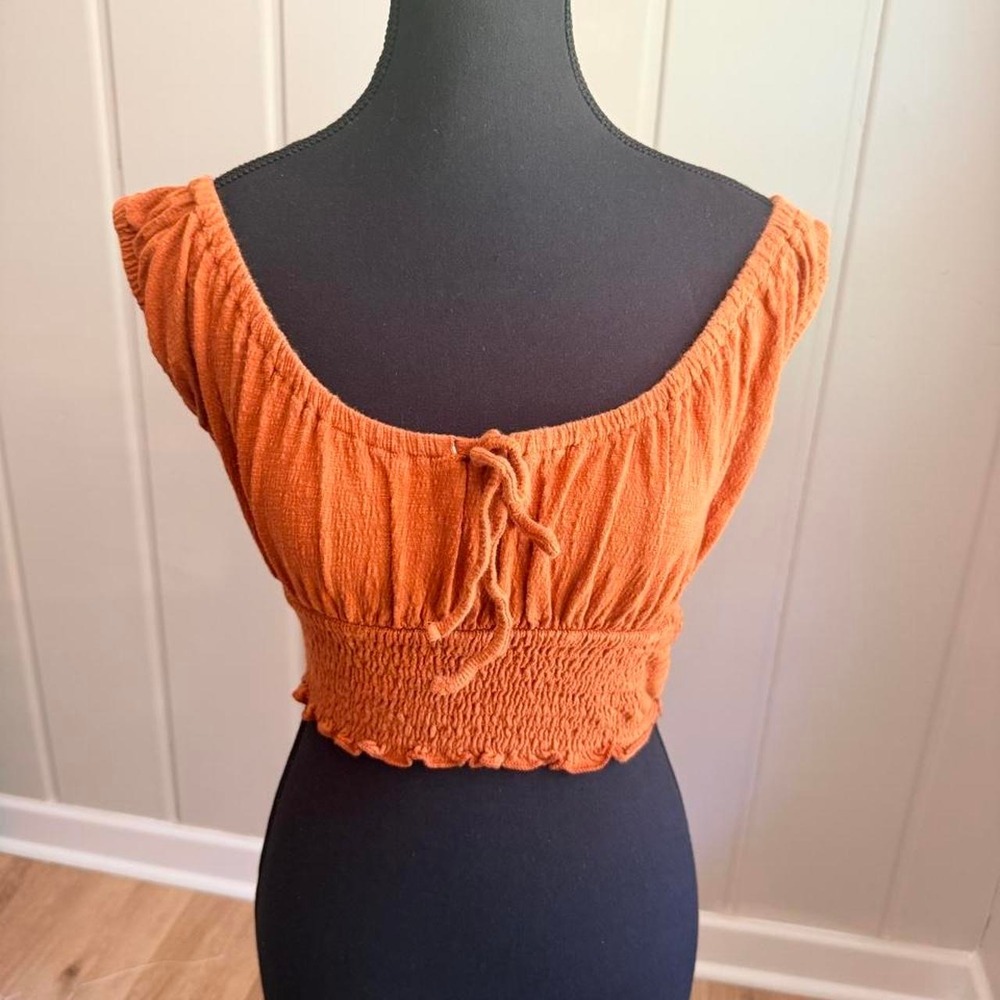 Billabong orange ruched crop top beachy boho surfer girl